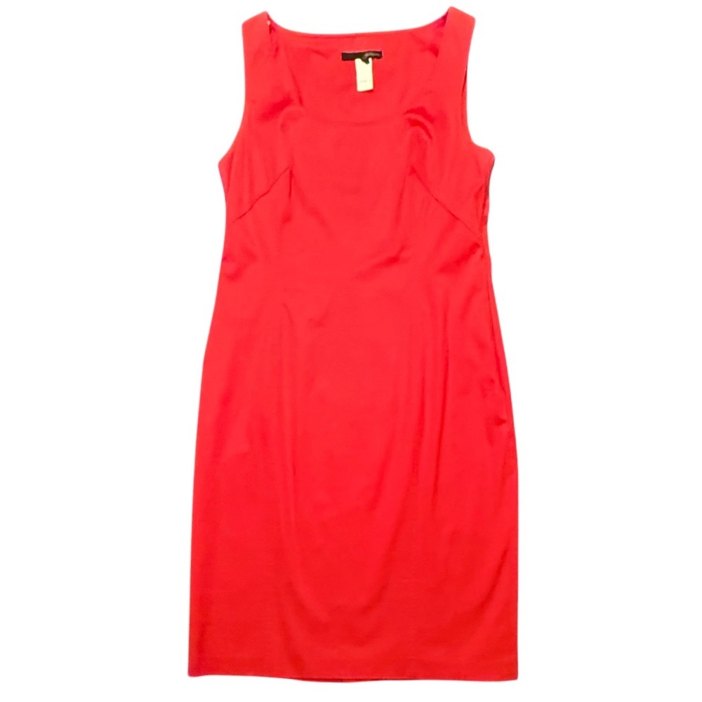 Les Copains Red Cotton Boatneck Sleeveless Shift Midi Dress Size 46/XL $495